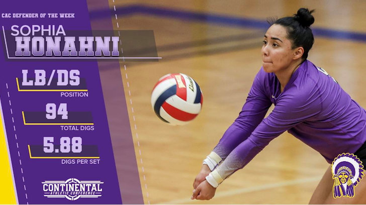 Haskell Indian Nations University senior Sophia Honahni (Hopi/Navajo/Tewa) Named CAC Conference Defender of the Week