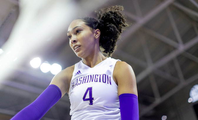 Emoni Bush (Wei Wai Kum First Nation) Added 10 Kills for Washington who fall to Washington State