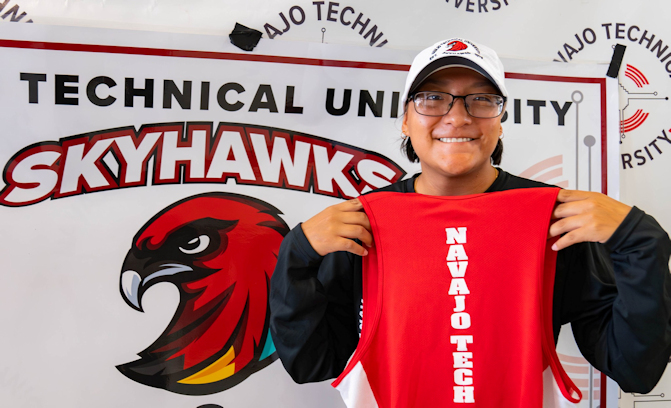 Nanabahzhoni Tom Joins NTU Skyhawks Cross Country Team