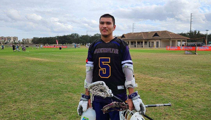 Jamison Quiver (Oneida, Shoshone, Arapaho) is playing with the Haudenosaunee Nationals Development Teams