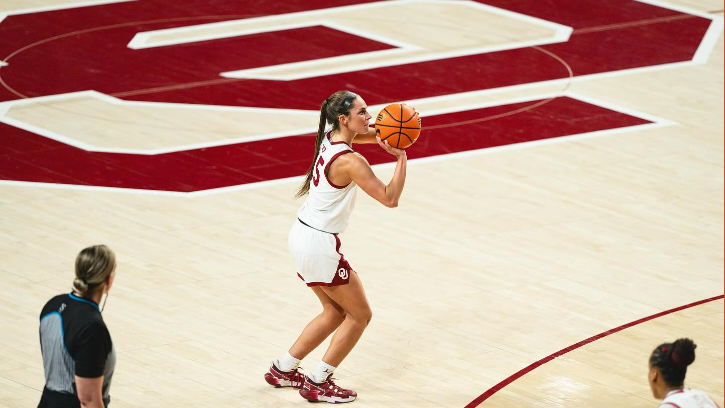 Lexy Keys (Cherokee) Buries a Clutch 3 in the Closing Seconds to help Oklahoma defeat Texas and Clinch the Big 12 Regular-Season Title