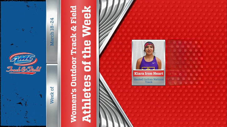 Haskell Indian Nations University’s Kiara Iron Heart (Blackfeet) selected as the American Midwest Conference Outdoor Track Athlete of the Week