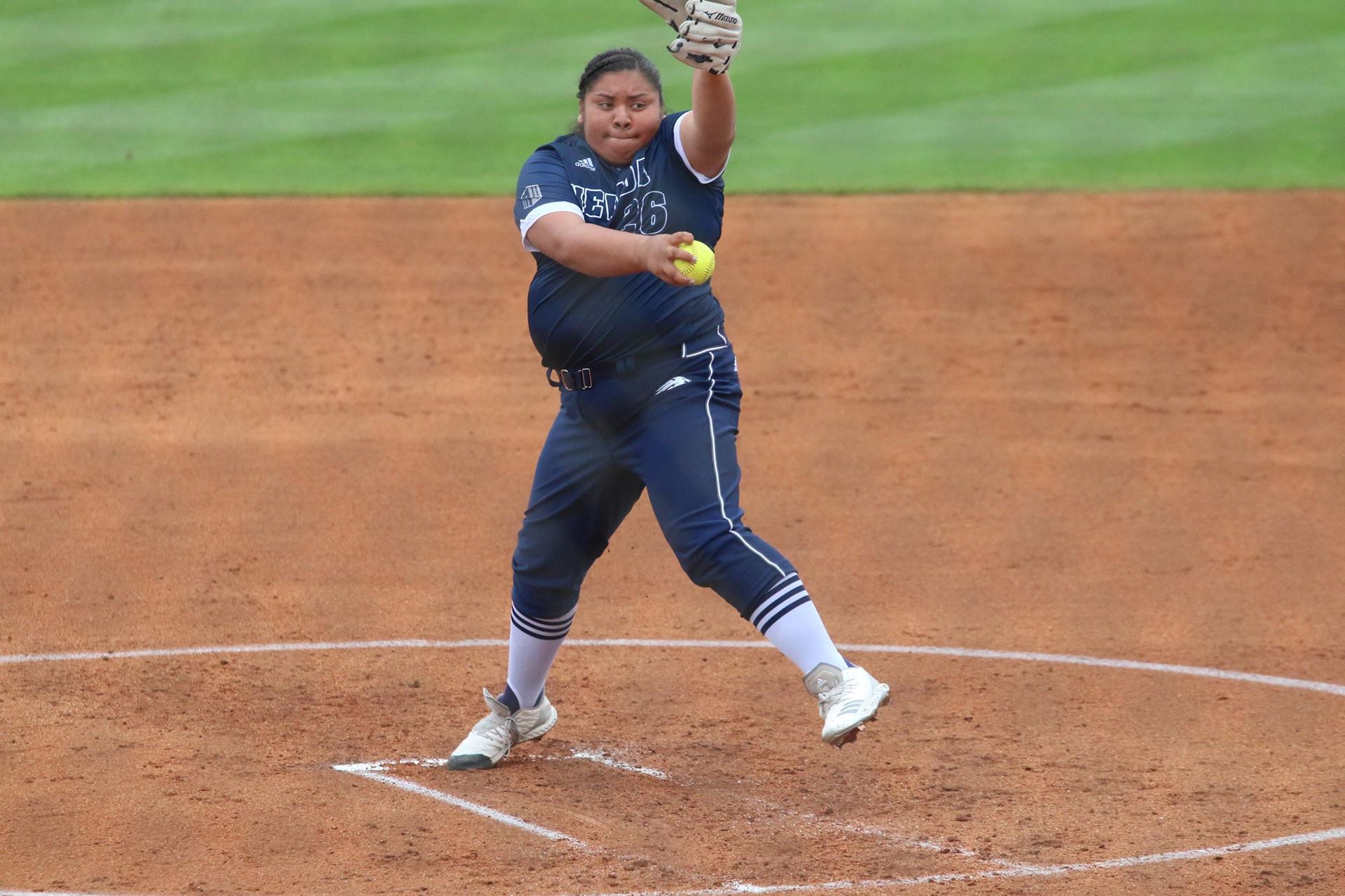 Kali Sargent (Washoe Tribe) got the start in the circle for Nevada and pitched a five inning, two hit shutout