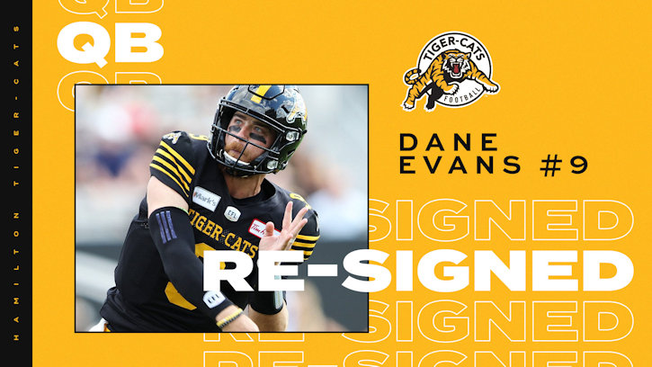 Hamilton Tiger-Cats announce Re-signing of QB Dane Evans (Wichita Tribe) through the 2023 season