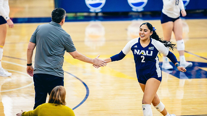 NAU Libero Melia Barlow (Navajo) anchored the defense with 27 digs as Lumberjacks Win over Portland State