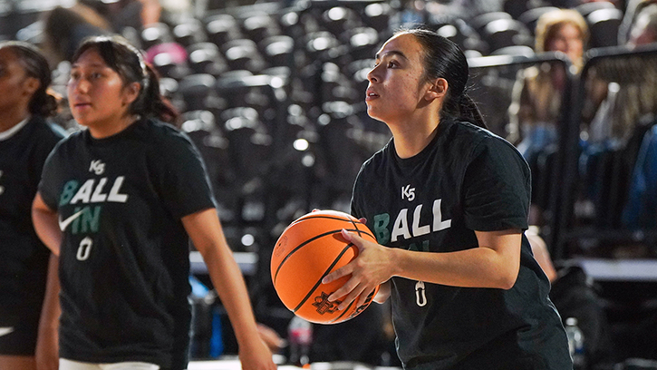 Jaden Ferris (Shoshone/Cheyenne) add 14 points for Adams State University in Win at SD Mines (SD)
