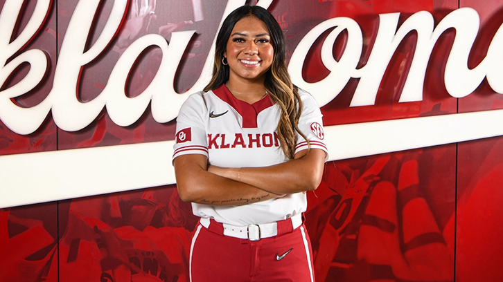 Miali Guachino (Pala Tribe/Colville) earns first save in first appearnce for Oklahoma softball in win over ASU